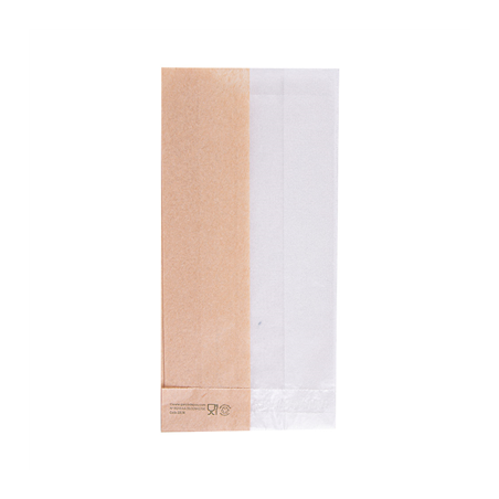SACHETS POUR SANDWICHES AVEC FENÊTRE ECO 'CORNER WINDOW' 38 G/M2 9+5,5x18 CM NATUREL PARCH.INGRAISSABLE (250 UNITÉ)