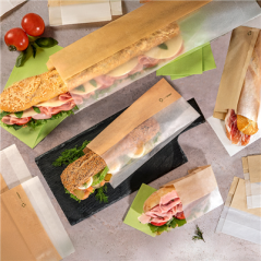 Image SACHETS POUR SANDWICHES AVEC FENÊTRE ECO 'CORNER WINDOW' 38 G/M2 9+5,5x18 CM NATUREL PARCH.INGRAISSABLE (250 UNITÉ) #3