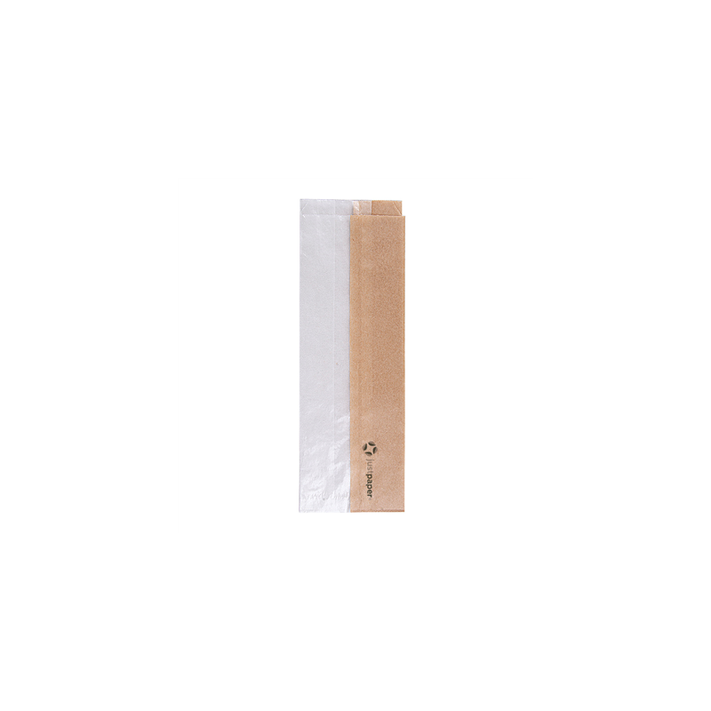 SACHETS POUR SANDWICHES AVEC FENÊTRE ECO 'CORNER WINDOW' 40 G/M2 9+5,5x26 CM NATUREL PARCH.INGRAISSABLE (250 UNITÉ)