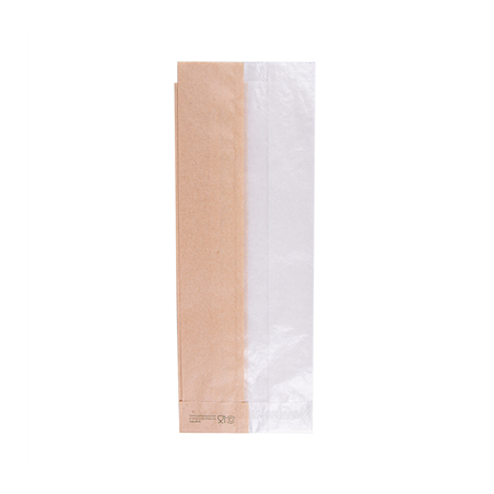 SACHETS POUR SANDWICHES AVEC FENÊTRE ECO 'CORNER WINDOW' 40 G/M2 9+5,5x26 CM NATUREL PARCH.INGRAISSABLE (250 UNITÉ)
