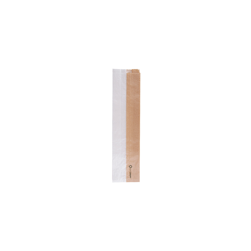 SACHETS POUR SANDWICHES AVEC FENÊTRE ECO 'CORNER WINDOW' 40 G/M2 9+5,5x38 CM NATUREL PARCH.INGRAISSABLE (250 UNITÉ)