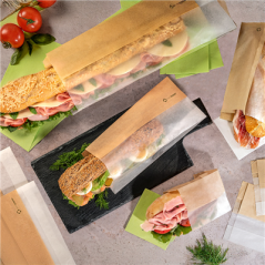 Image SACHETS POUR SANDWICHES AVEC FENÊTRE ECO 'CORNER WINDOW' 40 G/M2 9+5,5x38 CM NATUREL PARCH.INGRAISSABLE (250 UNITÉ) #3