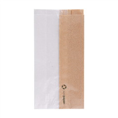 Image SACHETS POUR SANDWICHES AVEC FENÊTRE ECO 'CORNER WINDOW' 38 G/M2 12+6x23 CM NATUREL PARCH.INGRAISSABLE (250 UNITÉ) #1