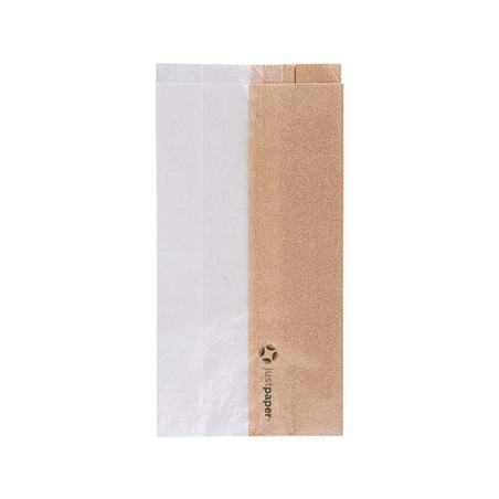 Image SACHETS POUR SANDWICHES AVEC FENÊTRE ECO 'CORNER WINDOW' 38 G/M2 12+6x23 CM NATUREL PARCH.INGRAISSABLE (250 UNITÉ) #1
