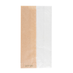 SACHETS POUR SANDWICHES AVEC FENÊTRE ECO 'CORNER WINDOW' 38 G/M2 12+6x23 CM NATUREL PARCH.INGRAISSABLE (250 UNITÉ)