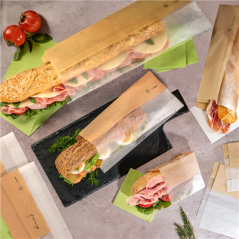 Image SACHETS POUR SANDWICHES AVEC FENÊTRE ECO 'CORNER WINDOW' 40 G/M2 12+6x30 CM NATUREL PARCH.INGRAISSABLE (250 UNITÉ) #4