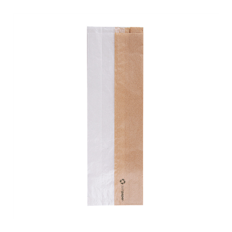 Image SACHETS POUR SANDWICHES AVEC FENÊTRE ECO 'CORNER WINDOW' 40 G/M2 12+6x38 CM NATUREL PARCH.INGRAISSABLE (250 UNITÉ) #1