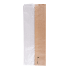 Image SACHETS POUR SANDWICHES AVEC FENÊTRE ECO 'CORNER WINDOW' 40 G/M2 14+8x38 CM NATUREL PARCH.INGRAISSABLE (250 UNITÉ) #1