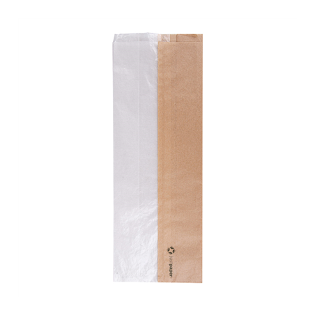 Image SACHETS POUR SANDWICHES AVEC FENÊTRE ECO 'CORNER WINDOW' 40 G/M2 14+8x38 CM NATUREL PARCH.INGRAISSABLE (250 UNITÉ) #1