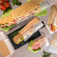 Image SACHETS POUR SANDWICHES AVEC FENÊTRE ECO 'CORNER WINDOW' 40 G/M2 14+8x38 CM NATUREL PARCH.INGRAISSABLE (250 UNITÉ) #3