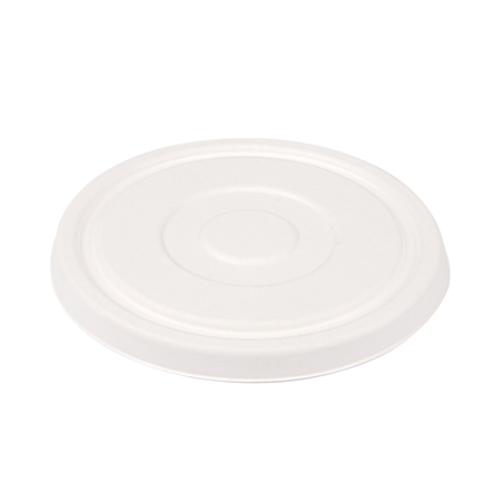 Image COUVERCLES BAS POUR SALADIERS 231.26/224.32 'BIONIC'  Ø16x1,2 CM BLANC BAGASSE (600 UNITÉ) #1