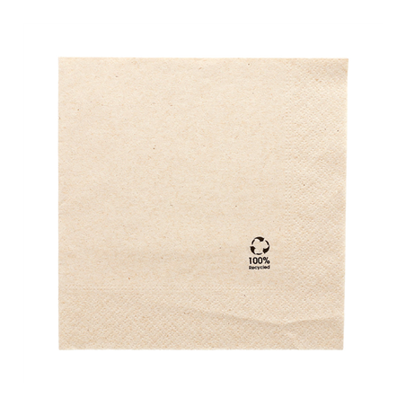 Image SERVIETTES ECOLABEL 2 PLIS  18 G/M2 30x30 CM NATUREL OUATE RECYCLÉE (2400 UNITÉ) #1