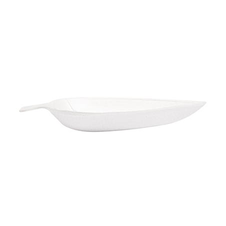 RÉCIPIENT FEUILLE 'BIONIC'  9x6x1,2 CM BLANC BAGASSE (1000 UNITÉ)