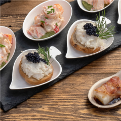 Image RÉCIPIENT FEUILLE 'BIONIC'  9x6x1,2 CM BLANC BAGASSE (1000 UNITÉ) #4