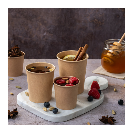 GOBELETS BOISSONS CHAUDES 1 PAROI 180 ML 260 + 18 PE G/M2 Ø7,2/5,3x7,8 CM MARRON CARTON (1000 UNITÉ)