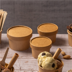 COUVERCLES POTS À GLACES 180 ML 280 + 18 PE G/M2 Ø8,7 CM MARRON CARTON (1000 UNITÉ)