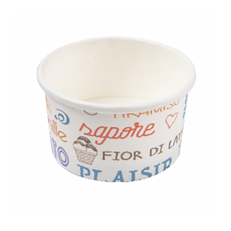 Image POTS À GLACES 'PAROLE' 300 ML 250 + 18 PE G/M2 Ø10x5,5 CM BLANC CARTON (2000 UNITÉ) #1