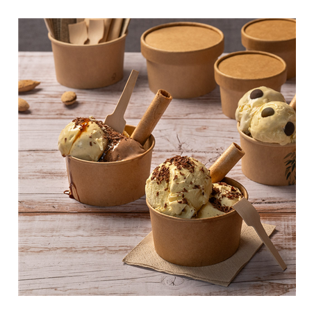 POTS À GLACES 300 ML 250 + 18 PE G/M2 Ø10x5,5 CM NATUREL CARTON (2000 UNITÉ)