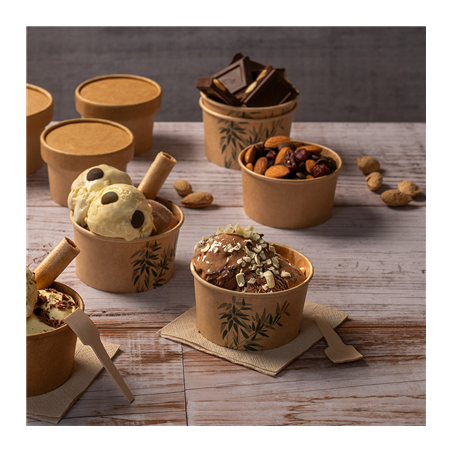 POTS À GLACES 'FEEL GREEN' 300 ML 250 + 18 PE G/M2 Ø10x5,5 CM MARRON CARTON (2000 UNITÉ)