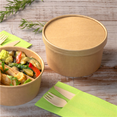 COUVERCLES POUR SALADIERS 212.98/99, 226.31/32/35/36/64 300 + 18 PE G/M2 Ø15 CM MARRON KRAFT (300 UNITÉ)