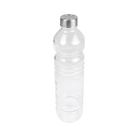 Image BOUTEILLE + COUVERCLE INOX 'WAKI GLASS' 1080 ML Ø8,2x32 CM TRANSPARENT VERRE (24 UNITÉ) #1