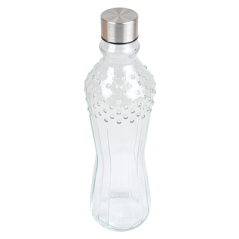 Image BOUTEILLE + COUVERCLE INOX 'WAKI GLASS' 990 ML Ø8,6x31 CM TRANSPARENT VERRE (24 UNITÉ) #1