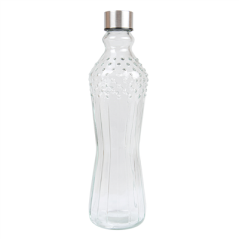 BOUTEILLE + COUVERCLE INOX 'WAKI GLASS' 990 ML Ø8,6x31 CM TRANSPARENT VERRE (24 UNITÉ)