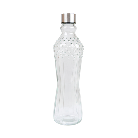 BOUTEILLE + COUVERCLE INOX 'WAKI GLASS' 990 ML Ø8,6x31 CM TRANSPARENT VERRE (24 UNITÉ)