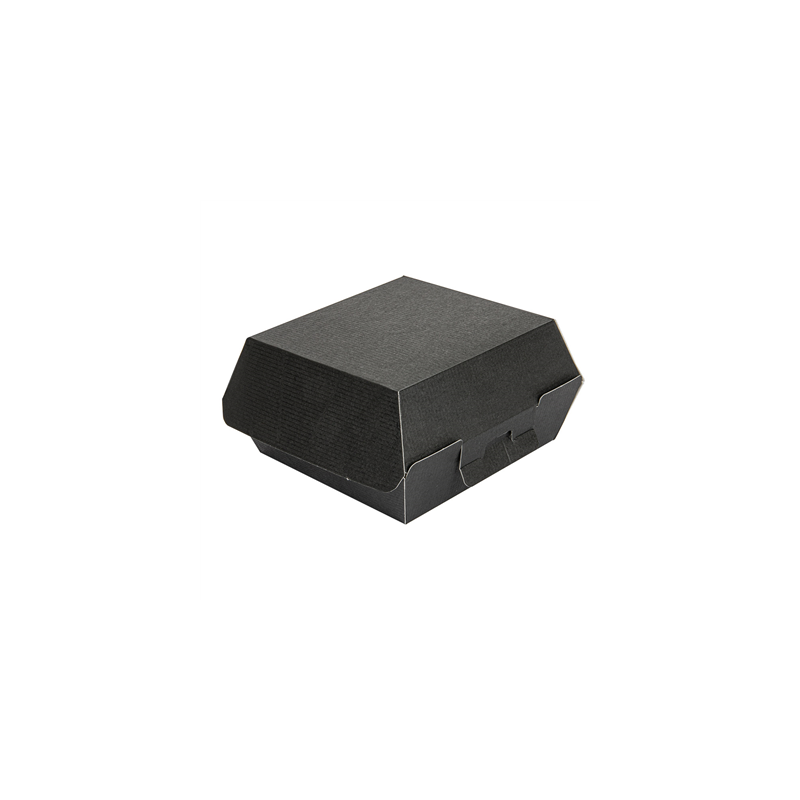 BOÎTES HAMBURGER 'THEPACK' 230 G/M2 13x12,5x6,2 CM (S) NOIR CARTON ONDULÉ NANO-MICRO (450 UNITÉ)