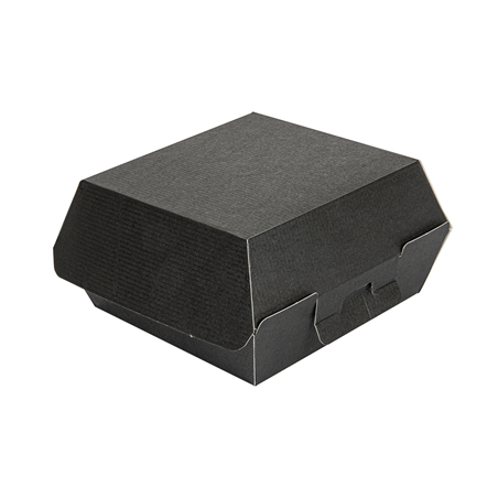 Image BOÎTES HAMBURGER 'THEPACK' 230 G/M2 13x12,5x6,2 CM (S) NOIR CARTON ONDULÉ NANO-MICRO (450 UNITÉ) #1