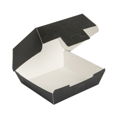 BOÎTES HAMBURGER 'THEPACK' 230 G/M2 13x12,5x6,2 CM (S) NOIR CARTON ONDULÉ NANO-MICRO (450 UNITÉ)