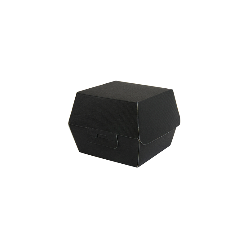 BOÎTES HAMBURGER 'THEPACK' 230 G/M2 13x12,5x9 CM (M) NOIR CARTON ONDULÉ NANO-MICRO (500 UNITÉ)