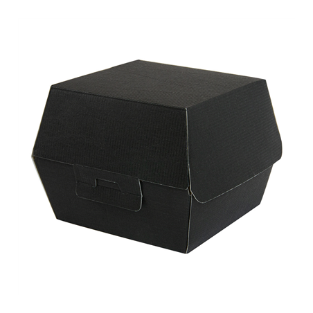 Image BOÎTES HAMBURGER 'THEPACK' 230 G/M2 13x12,5x9 CM (M) NOIR CARTON ONDULÉ NANO-MICRO (500 UNITÉ) #1