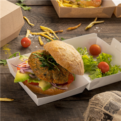 Image BOÎTES HAMBURGER 'THEPACK' 230 G/M2 14,2x13,7x6,1 CM (L) BLANC CARTON ONDULÉ NANO-MICRO (500 UNITÉ) #6