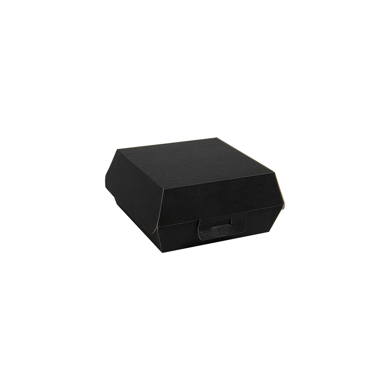 BOÎTES HAMBURGER 'THEPACK' 230 G/M2 14,2x13,7x6,1 CM (L) NOIR CARTON ONDULÉ NANO-MICRO (500 UNITÉ)