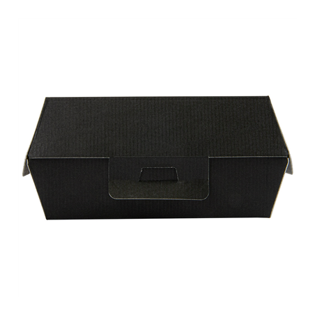 BOÎTES HAMBURGER 'THEPACK' 230 G/M2 14,2x13,7x6,1 CM (L) NOIR CARTON ONDULÉ NANO-MICRO (500 UNITÉ)