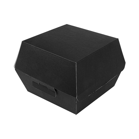Image BOÎTES HAMBURGER 'THEPACK' 230 G/M2 14,4x13,6x9,2 CM (L+) NOIR CARTON ONDULÉ NANO-MICRO (500 UNITÉ) #1