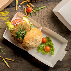 Image BOÎTES HAMBURGER 'THEPACK' 230 G/M2 17,6x16,8x7,8 CM (XL WIDER) BLANC CARTON ONDULÉ NANO-MICRO (300 UNITÉ) #5