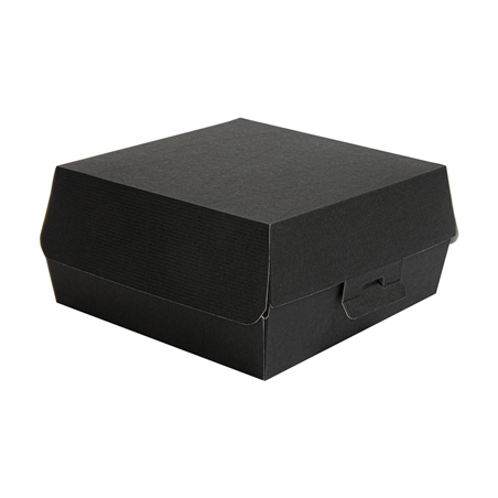 Image BOÎTES HAMBURGER 'THEPACK' 230 G/M2 17,6x16,8x7,8 CM (XL WIDER) NOIR CARTON ONDULÉ NANO-MICRO (300 UNITÉ) #1