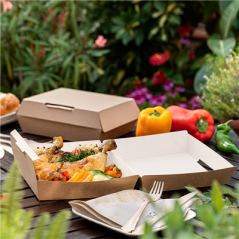 Image BOÎTES "LARGE LUNCH BOX" 'THEPACK' 250 G/M2 23,5x24x8,7 CM NATUREL CARTON ONDULÉ NANO-MICRO (150 UNITÉ) #6