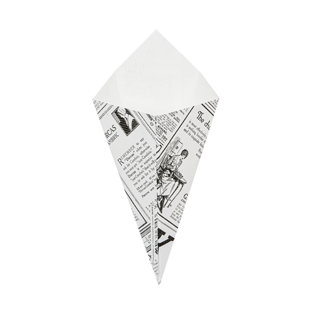 CORNETS FRITES 'THEPACK TIMES' 100 G 230 G/M2 12,8x21,7 CM BLANC CARTON ONDULÉ NANO-MICRO (1600 UNITÉ)