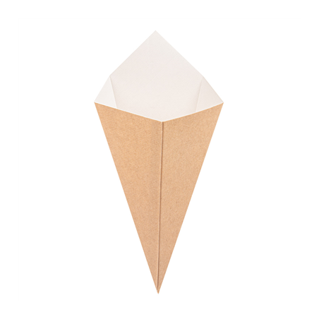 Image CORNETS FRITES 'THEPACK' 250 G 220 G/M2 15,7x26,8 CM NATUREL CARTON ONDULÉ NANO-MICRO (1200 UNITÉ) #1