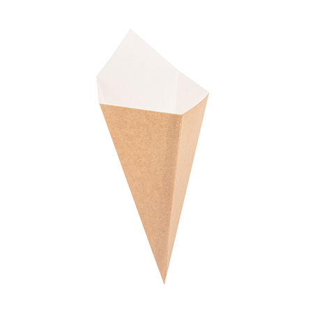 CORNETS FRITES 'THEPACK' 250 G 220 G/M2 15,7x26,8 CM NATUREL CARTON ONDULÉ NANO-MICRO (1200 UNITÉ)