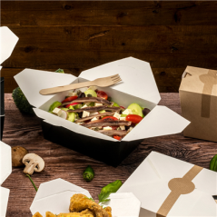 Image BOÎTES AMÉRICAINES MICRO-ONDABLES 'THEPACK' 1470 ML 230 + 12PP G/M2 19,6x14x4,5 CM NOIR CARTON ONDULÉ NANO-MICRO (300 UNIT