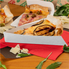 Image PELLES TRIANGULAIRES PIZZA 'THEPACK' 230 G/M2 21x16,5x3,5 CM BLANC CARTON ONDULÉ NANO-MICRO (1200 UNITÉ) #3