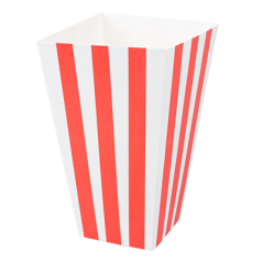 Image RECIPIENTS POP-CORNS 'THEPACK STRIPES' 3 L 230 G/M2 9x14x23 CM BLANC CARTON ONDULÉ NANO-MICRO (600 UNITÉ) #1