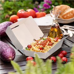 Image BOÎTES "LUNCH BOX" 'THEPACK' 230 G/M2 19,5x11,5x6,5 CM BLANC CARTON ONDULÉ NANO-MICRO (300 UNITÉ) #6