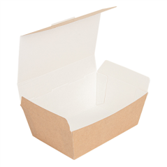 Image BOÎTES "LUNCH BOX" COUVERCLES 'THEPACK' 500 ML (16 oz) 220 G/M2 14x9,7x5 CM NATUREL CARTON ONDULÉ NANO-MICRO (480 UNITÉ) #