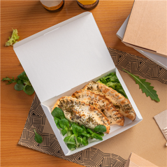 Image BOÎTES "LUNCH BOX" COUVERCLES 'THEPACK' 500 ML (16 oz) 230 G/M2 14x9,7x5 CM BLANC CARTON ONDULÉ NANO-MICRO (480 UNITÉ) #4