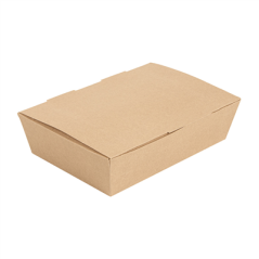 Image BOÎTES "LUNCH BOX" COUVERCLES 'THEPACK' 1000 ML (32 oz) 220 G/M2 20,5x14,6x5 CM NATUREL CARTON ONDULÉ NANO-MICRO (360 UNIT